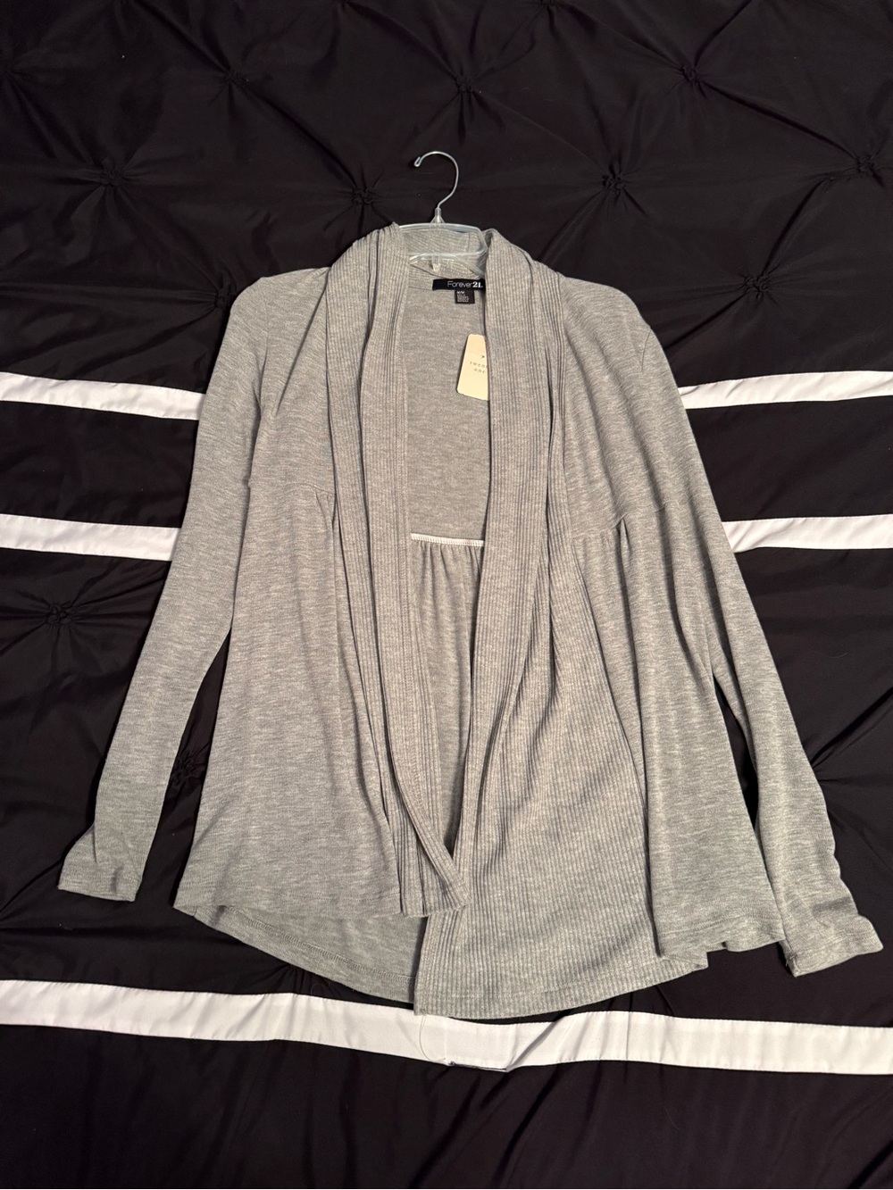 Forever 21 Gray Open-Front Draped Cardigan